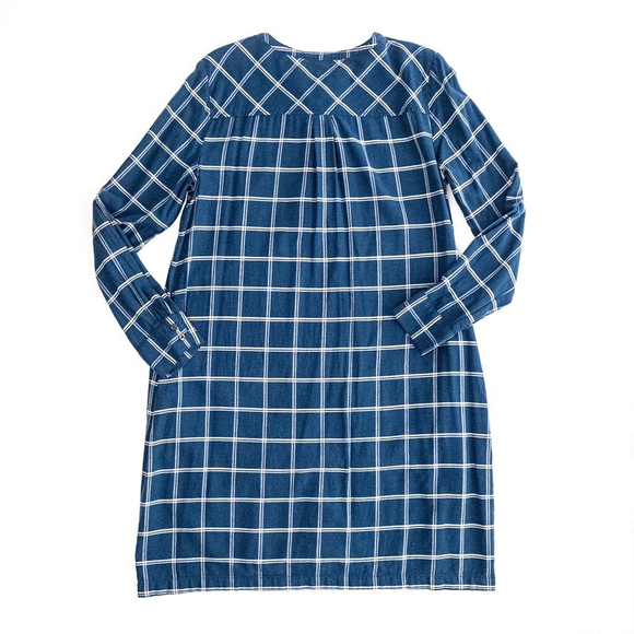 Draper James Navy Bell Sleeve Plaid Shirt Dress Women's $135 - Size 10 | M - Picture 8 of 14
